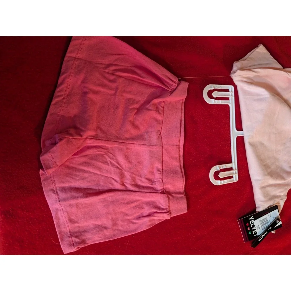Pink Velvet Girls 2 Piece Shorts Set Paris Eiffel Tower Pink Sangria Sz 5/6 NWT